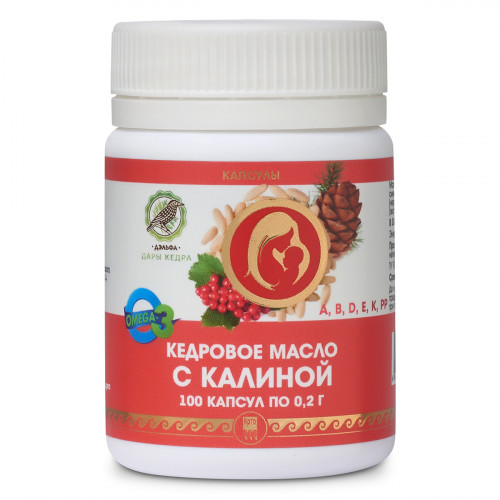 Кедровое масло с калиной с витамином Е, Дэльфа (Арго), 100 капс